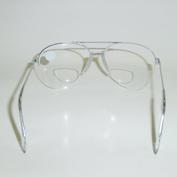 (NWT) Vintage 90's Aviator Metal Bi-Focal Reading Glasses (S. Silver/Clear) - Picture 3 of 4